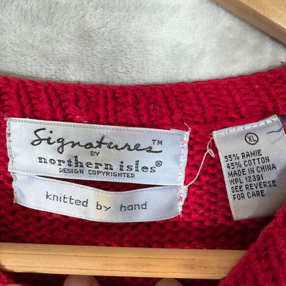 Signature by Northern Isles Knitted by Hand Farm Animals Apple Tree Red XL VTG! - Picture 9 of 15